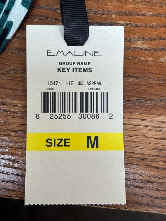 Emaline NWT Green Patterned Scoop Neck 3/4 Sleeve Top Women’s M - Picture 7 of 9